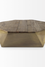 Esagono Octagonal Wood and Brass Coffee Table