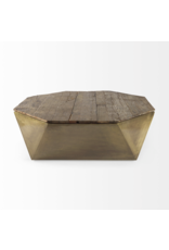 Esagono Octagonal Wood and Brass Coffee Table