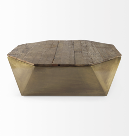 Esagono Octagonal Wood and Brass Coffee Table