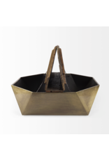 Esagono Octagonal Wood and Brass Coffee Table