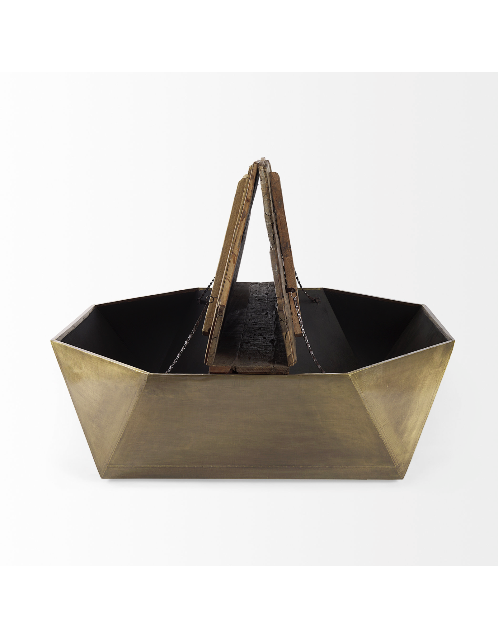Esagono Octagonal Wood and Brass Coffee Table