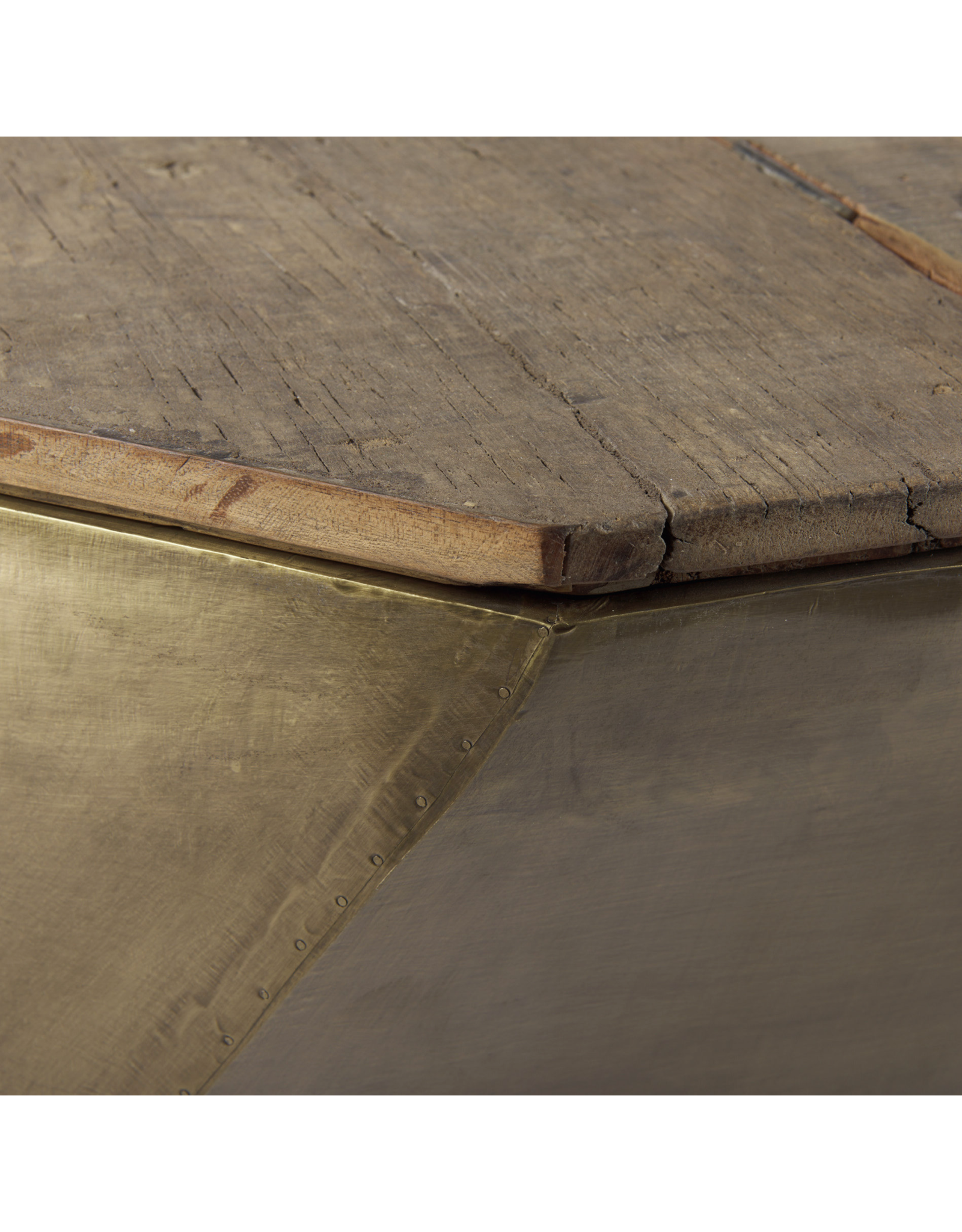 Esagono Octagonal Wood and Brass Coffee Table