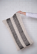 Serena Hand Woven Pillow Ivory/Black 20 " x 36"