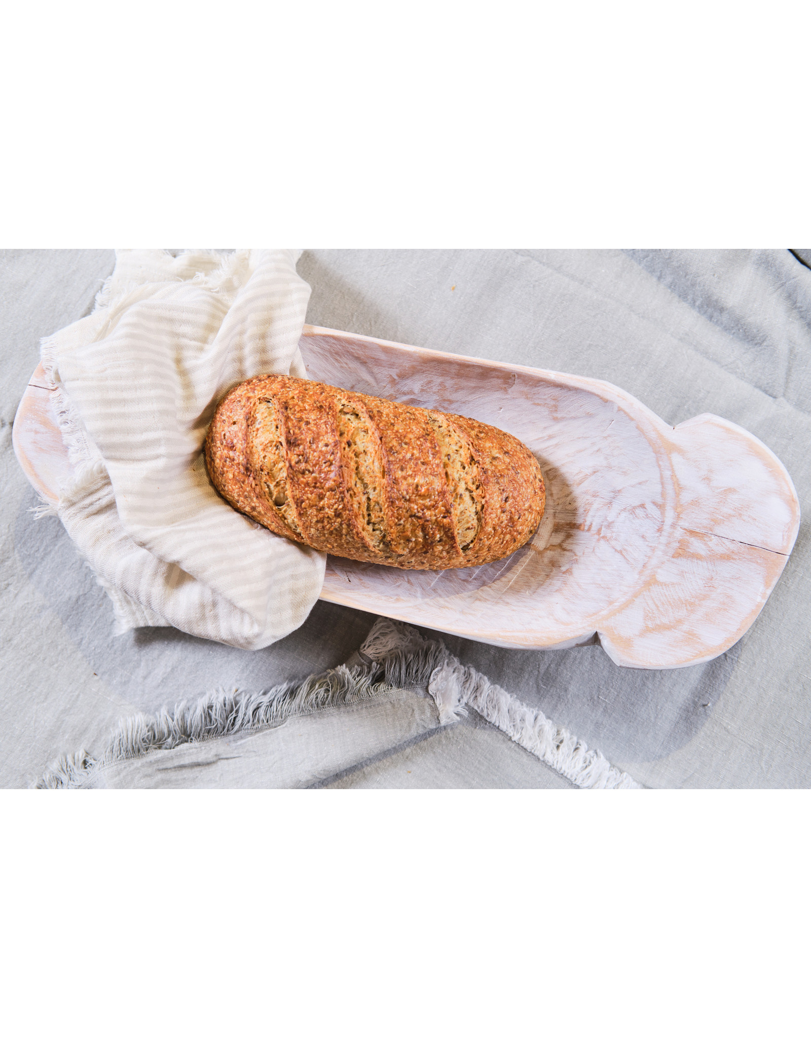 Distressed White Dough Bowl, Small