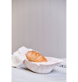 Distressed White Dough Bowl, Small