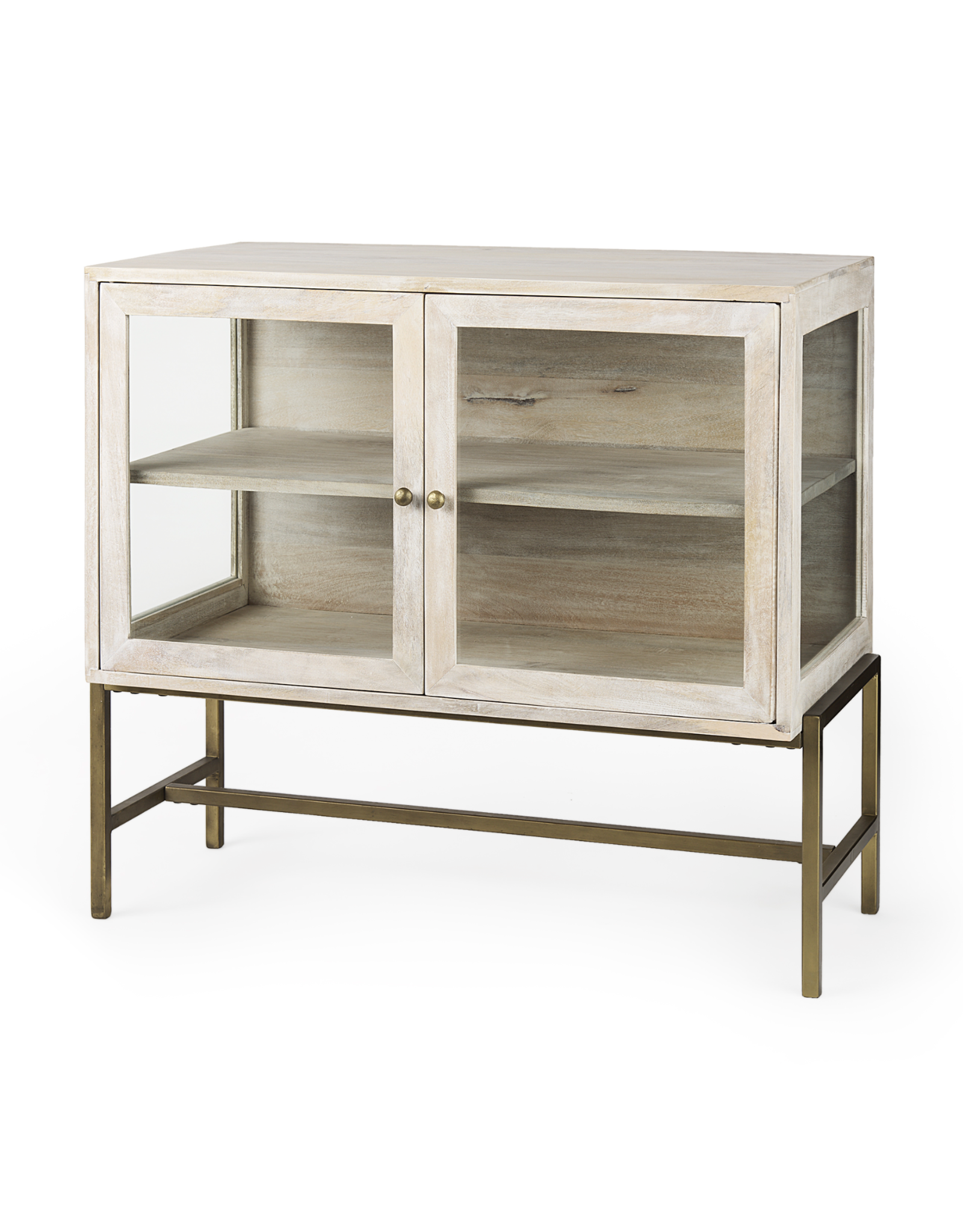 Arelius 2 Door Accent Cabinet in White Wood
