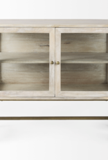 Arelius 2 Door Accent Cabinet in White Wood