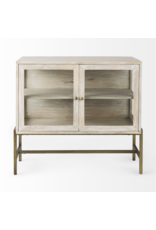 Arelius 2 Door Accent Cabinet in White Wood
