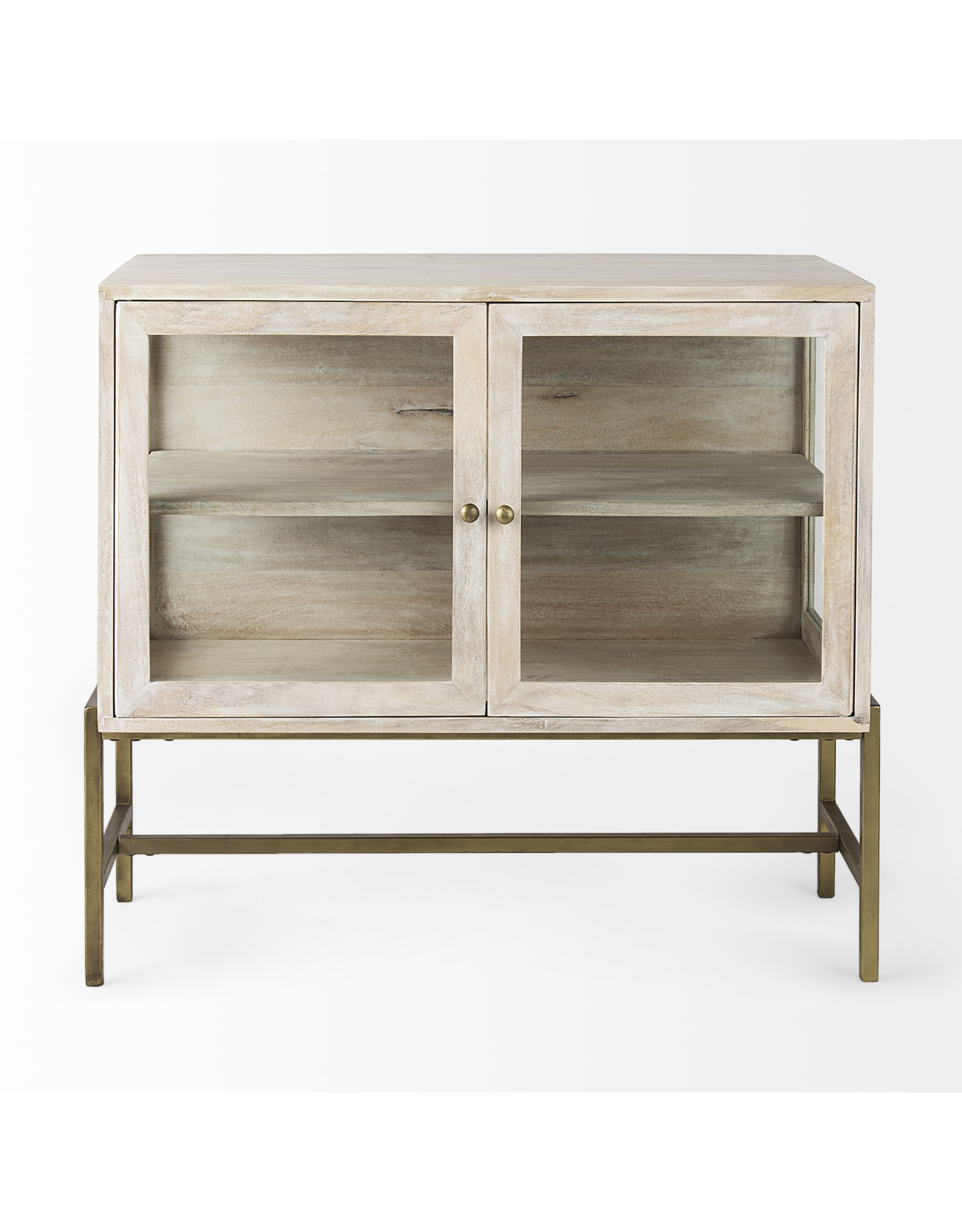 Arelius 2 Door Accent Cabinet in White Wood