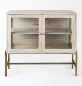 Arelius 2 Door Accent Cabinet in White Wood