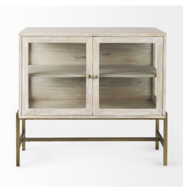 Arelius 2 Door Accent Cabinet in White Wood