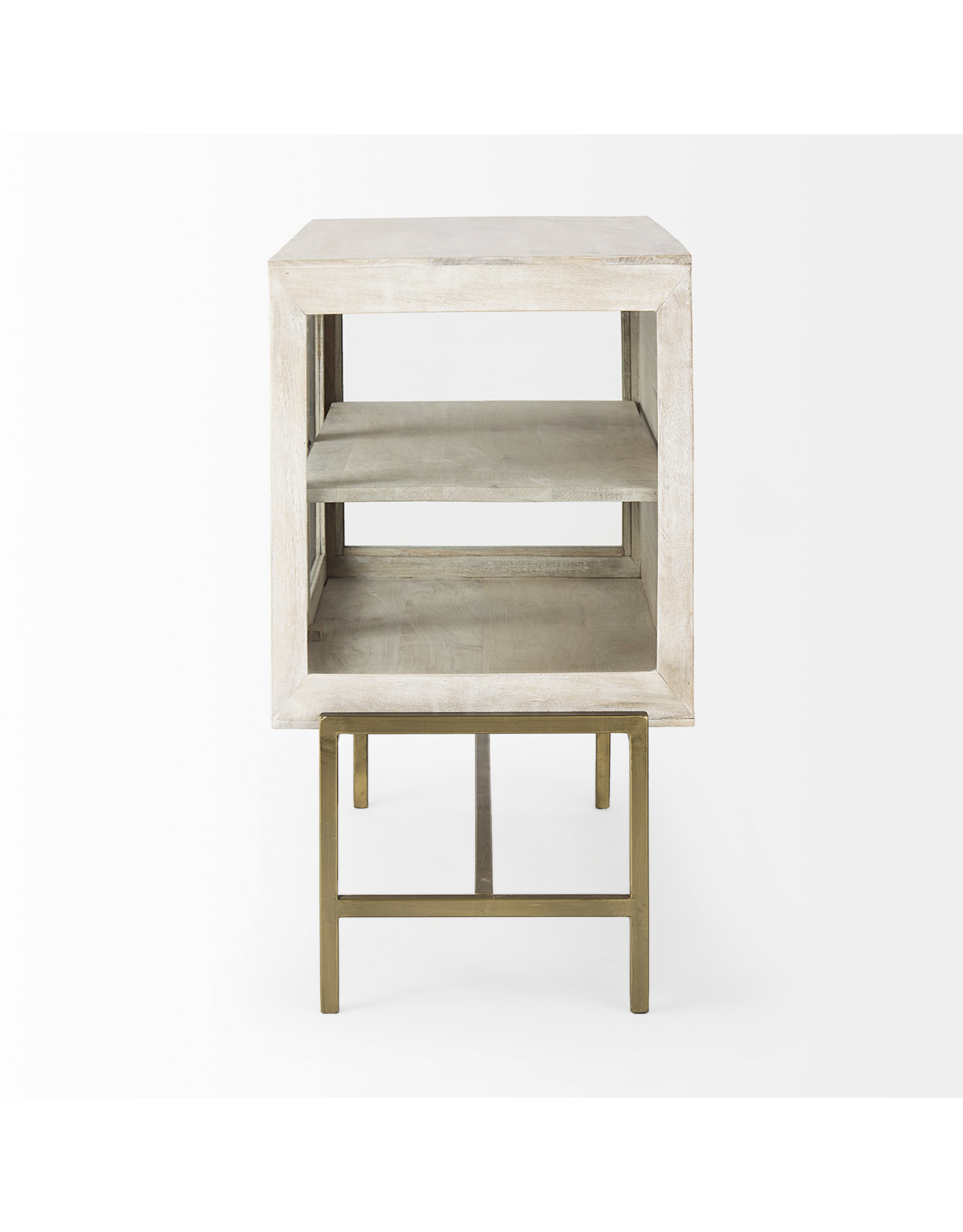Arelius 2 Door Accent Cabinet in White Wood