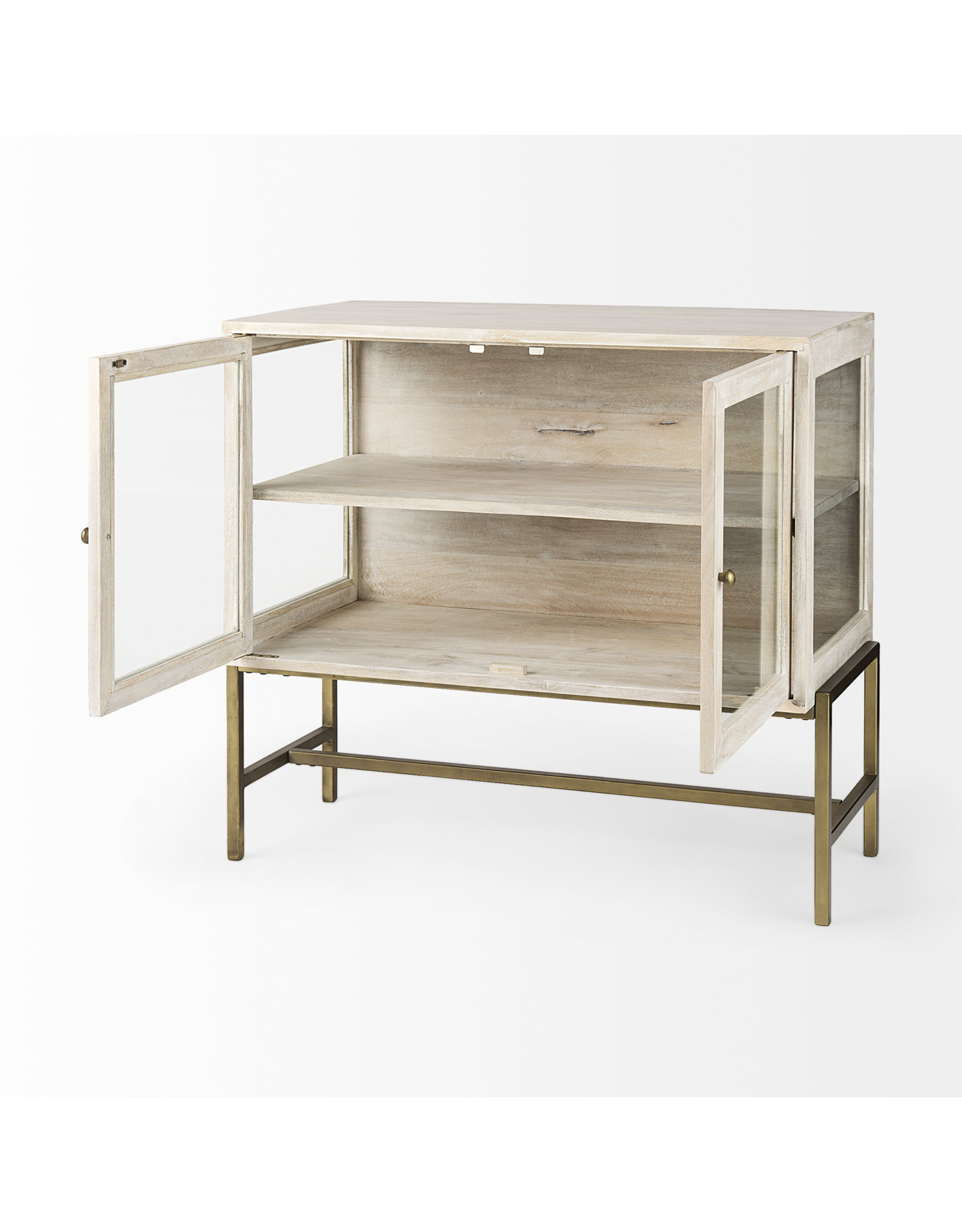 Arelius 2 Door Accent Cabinet in White Wood
