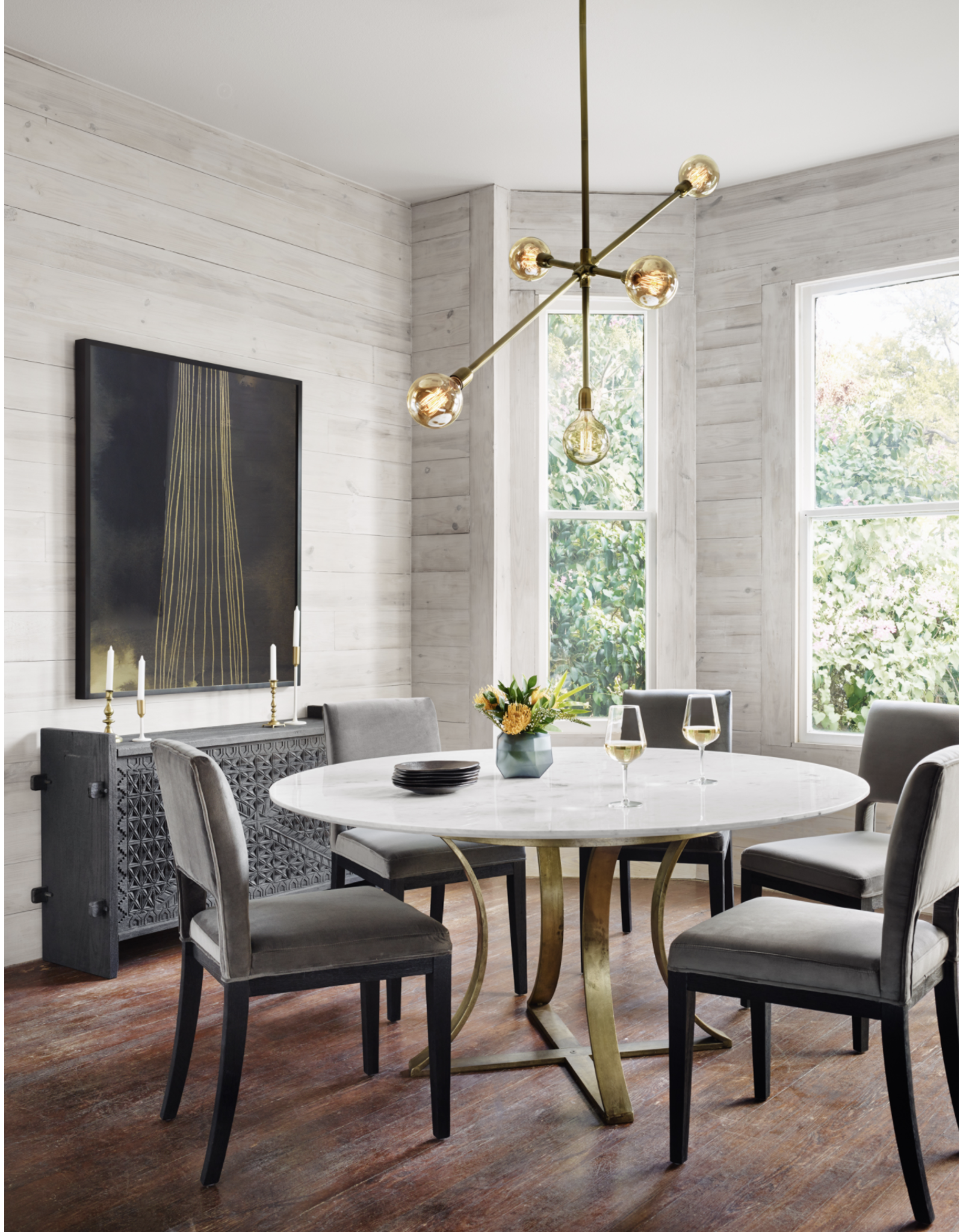 Gage Dining Table in Polished White Marble - 48"