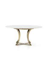 Gage Dining Table in Polished White Marble - 48"