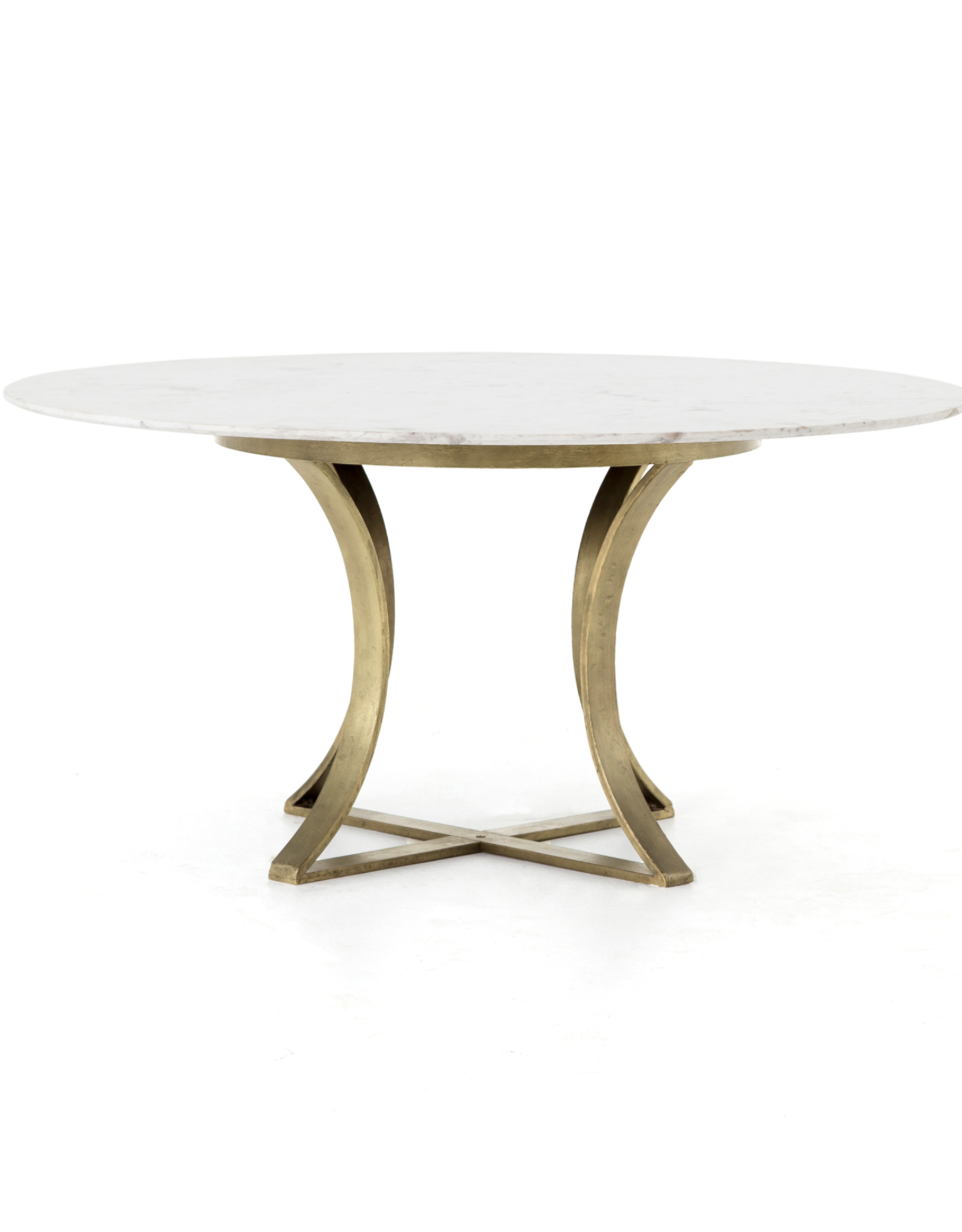 Gage Dining Table in Polished White Marble - 48"