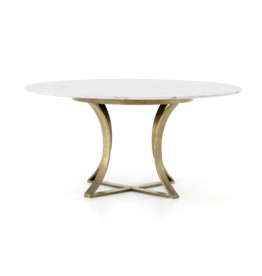 Gage Dining Table in Polished White Marble - 48"