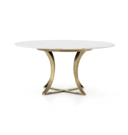 Gage Dining Table in Polished White Marble - 48"