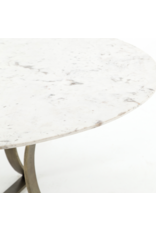 Gage Dining Table in Polished White Marble - 48"