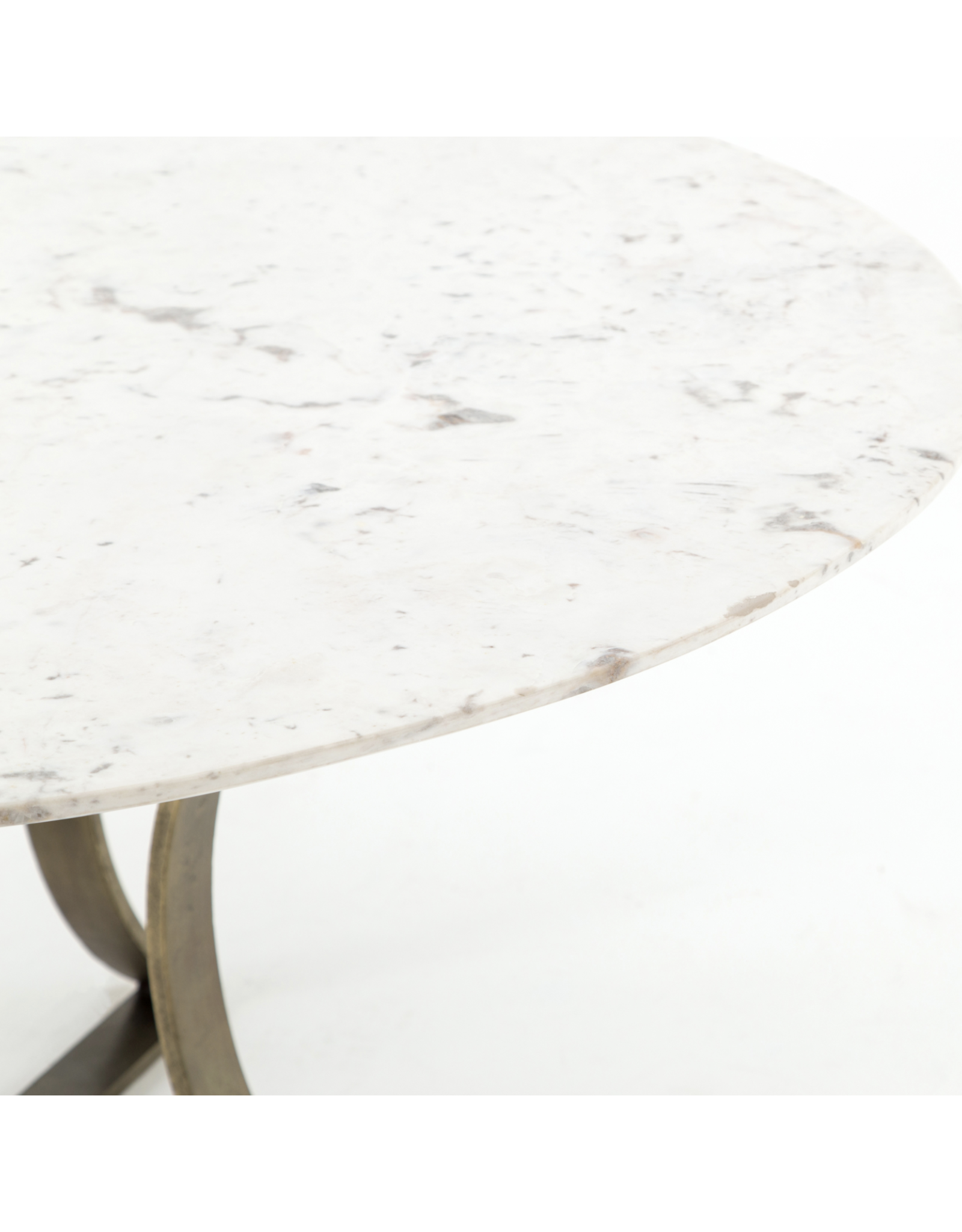 Gage Dining Table in Polished White Marble - 48"