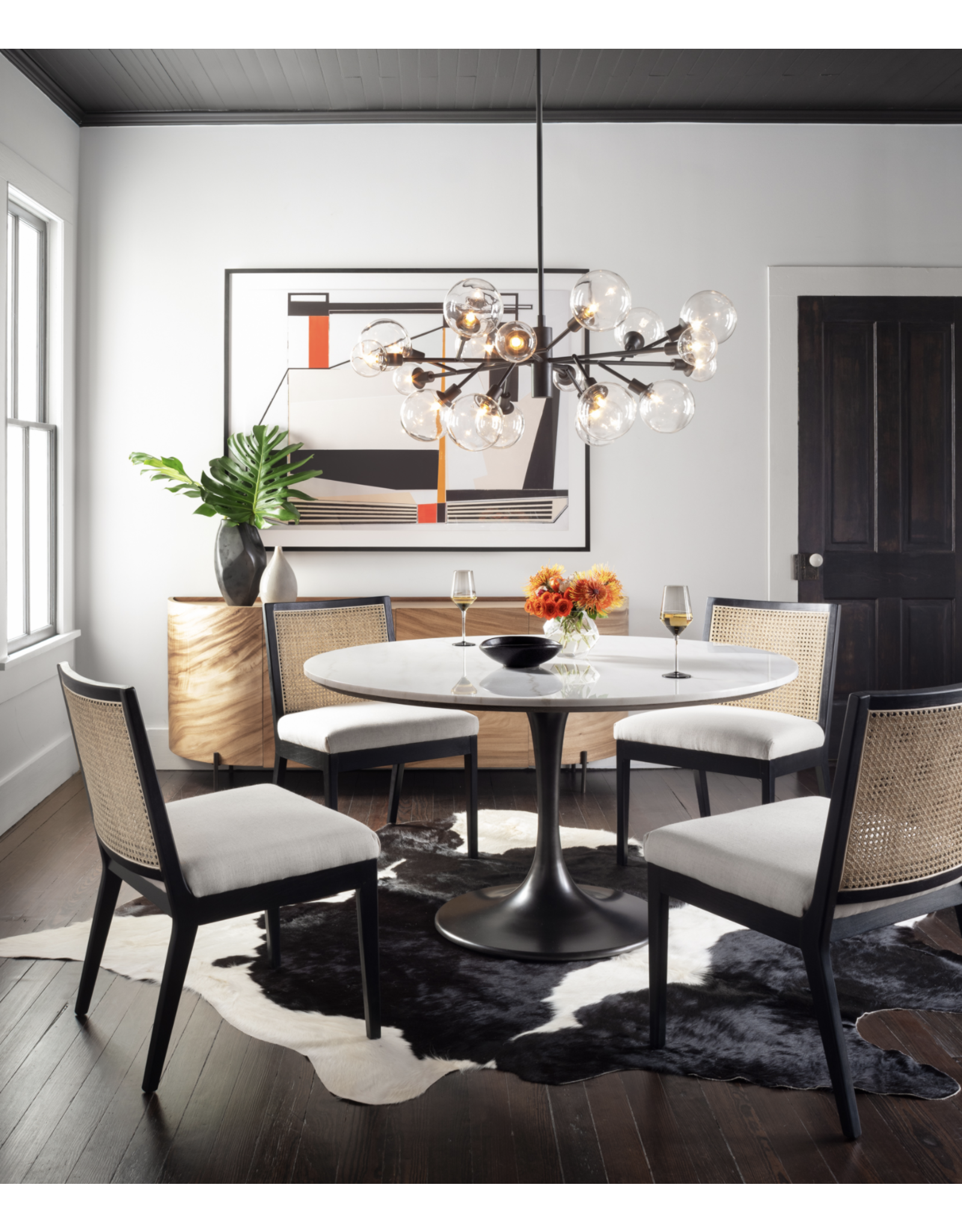 Powell Dining Table in White Marble - 55"