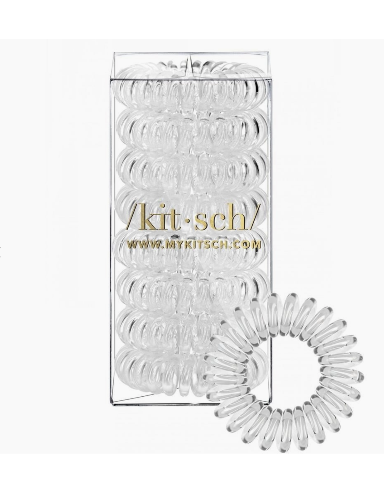 Spiral Hair Ties, Clear,  8pk