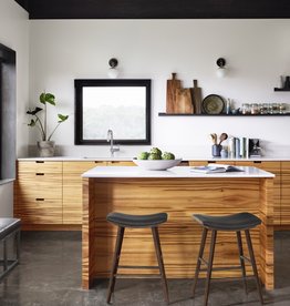 Union Counter Stool - Distressed Black Leather /Warm Ash