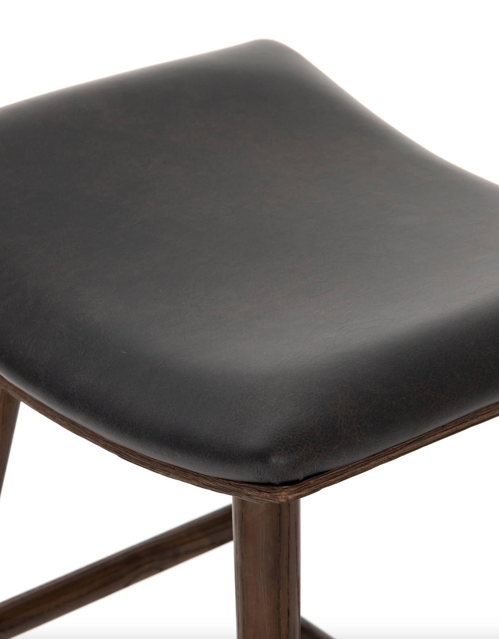 Union Counter Stool - Distressed Black Leather /Warm Ash