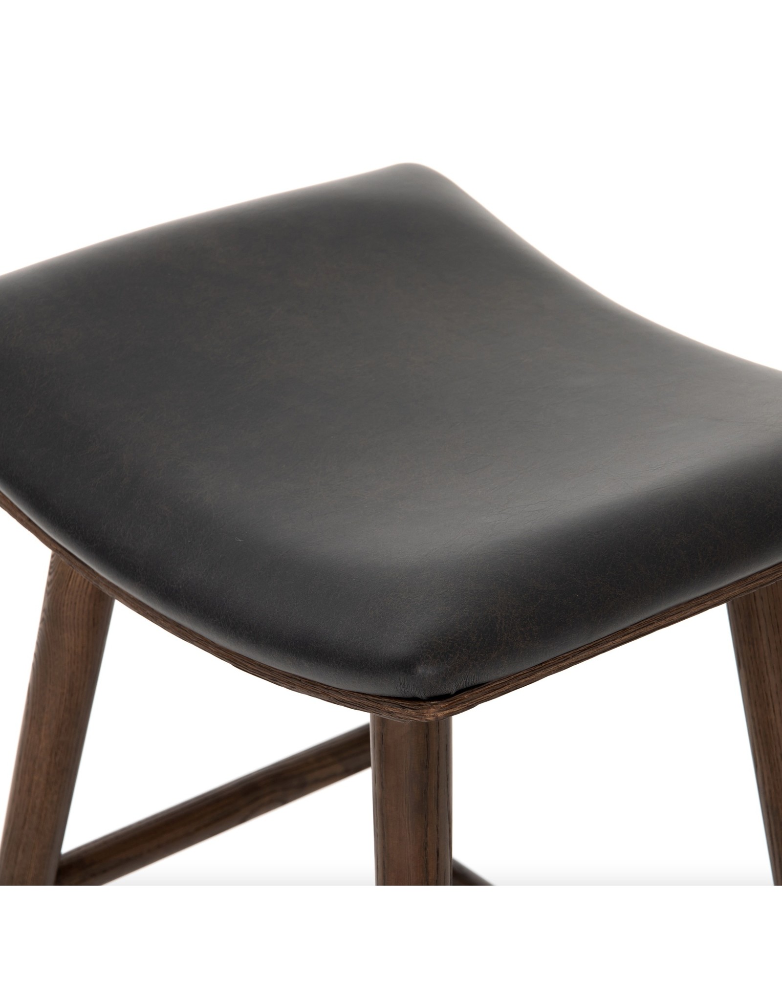 Union Counter Stool - Distressed Black Leather /Warm Ash