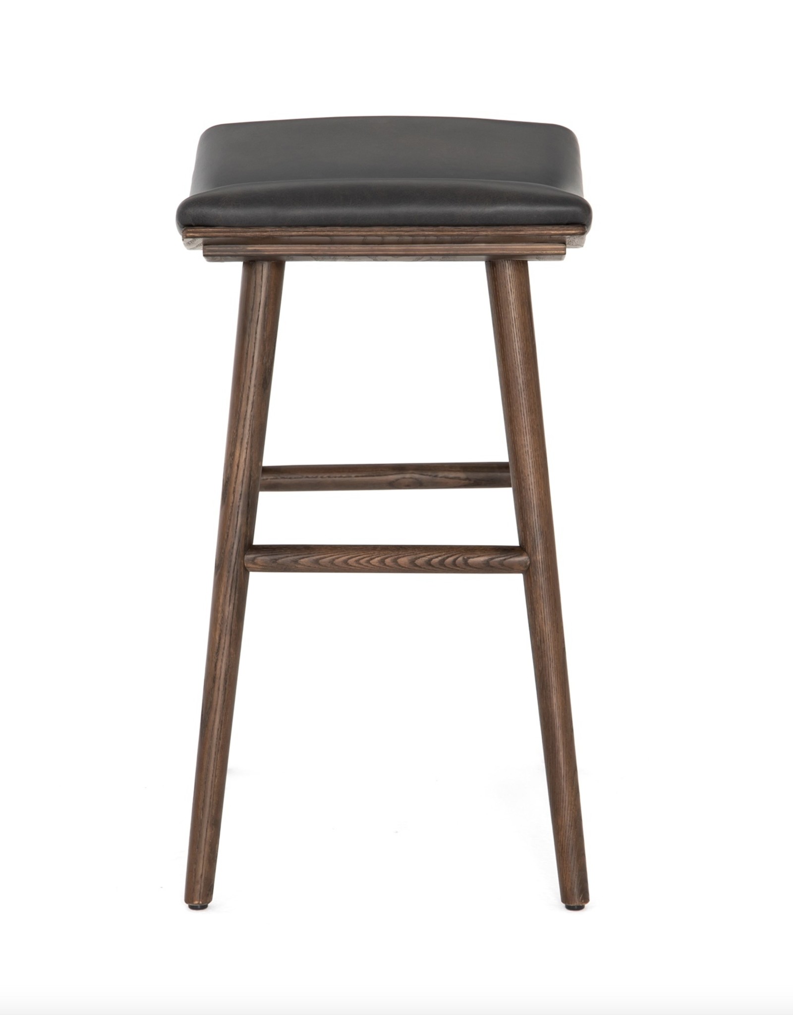 Union Counter Stool - Distressed Black Leather /Warm Ash