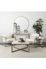 Watson Cream Fabric Wrap Gold Metal Frame Accent Chair