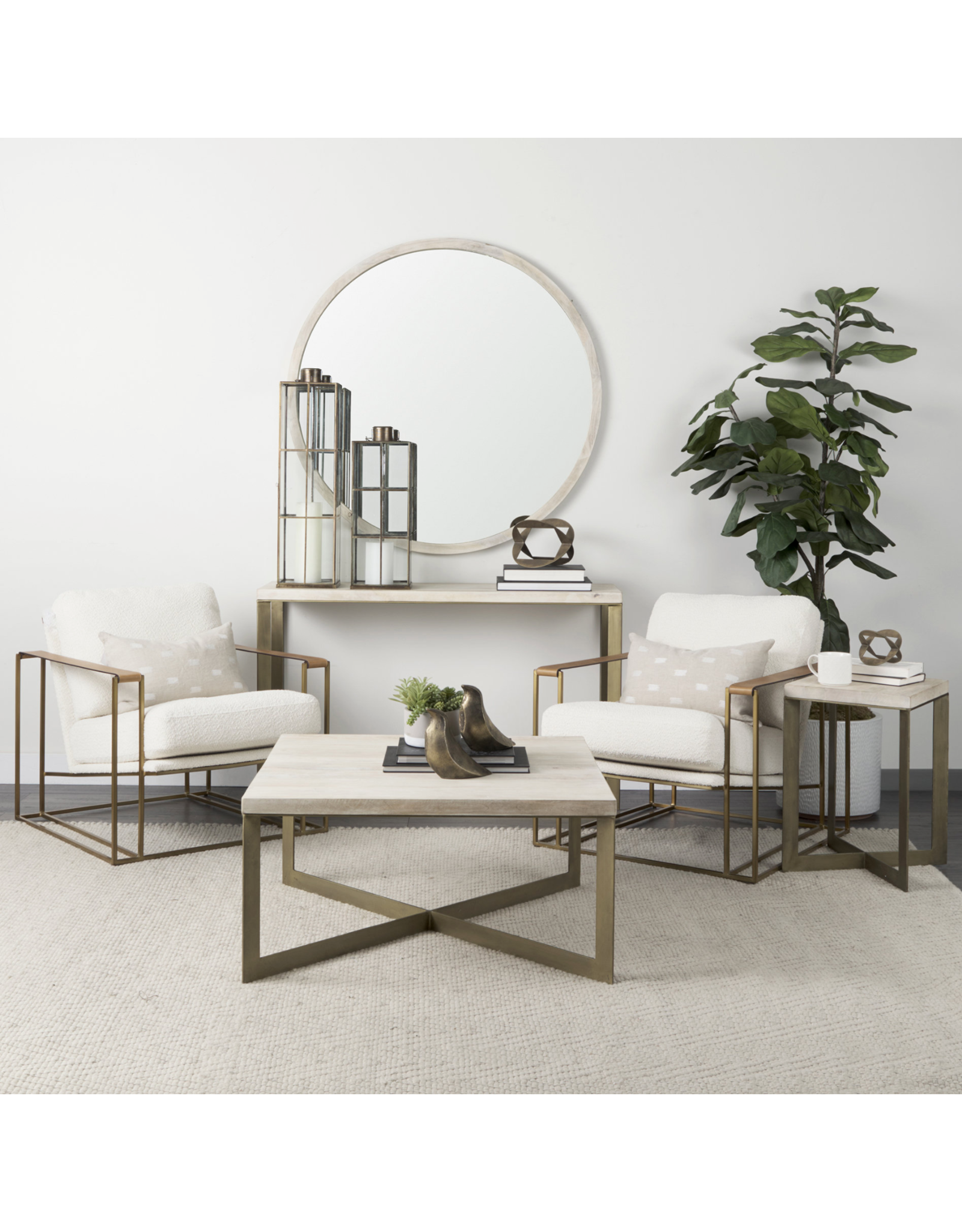 Watson Cream Fabric Wrap Gold Metal Frame Accent Chair