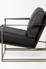 Watson Black Leather Wrap Gold Metal Frame Accent Chair