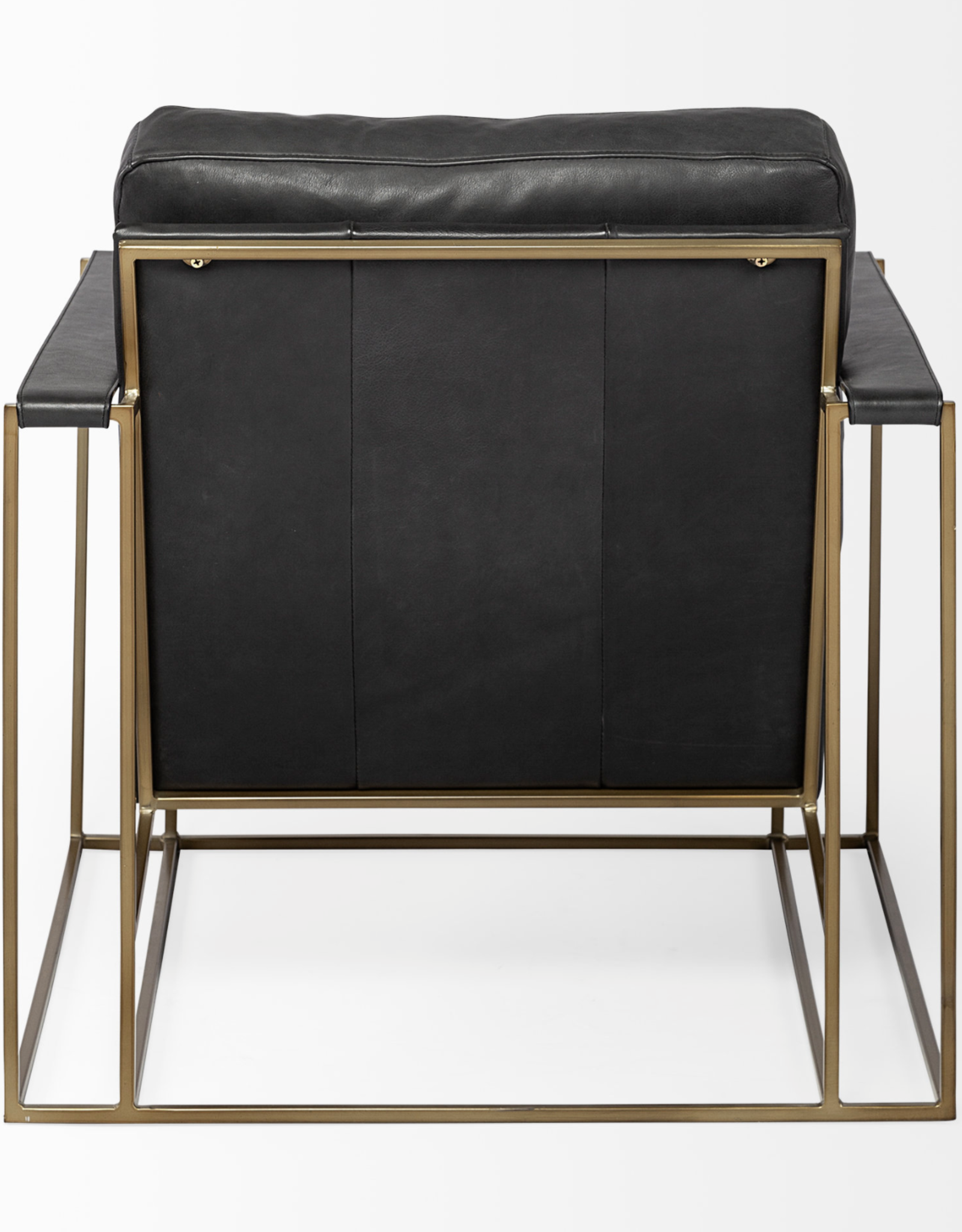 Watson Black Leather Wrap Gold Metal Frame Accent Chair