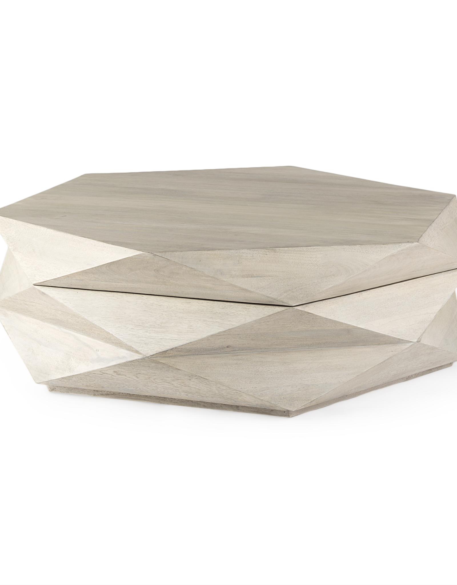 Arreto Hexagonal Storage Coffee Table - Natural Wood