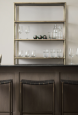 Clarissa Woven Black Leather Counter Stool
