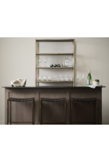 Clarissa Woven Black Leather Counter Stool