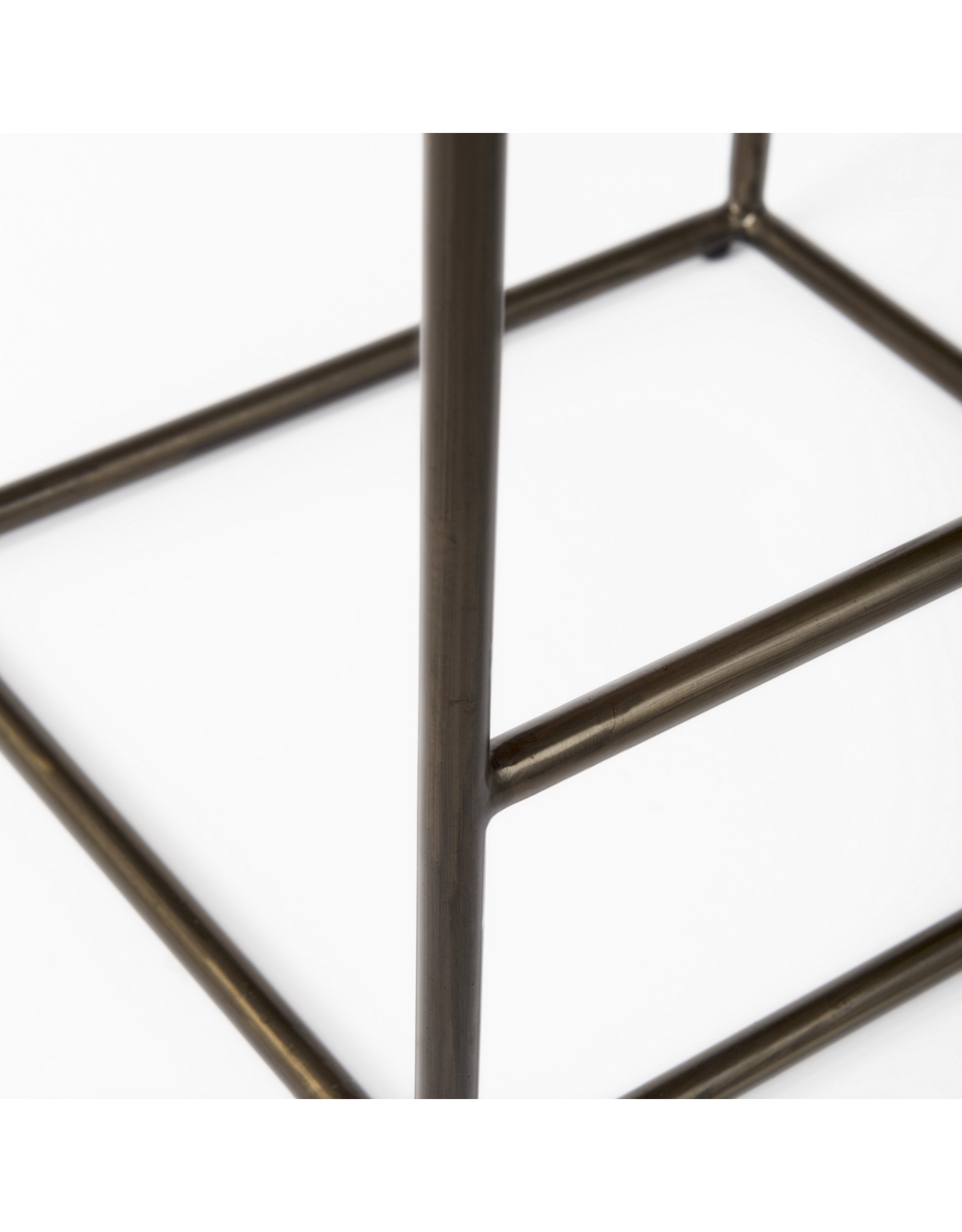 Clarissa Woven Black Leather Counter Stool