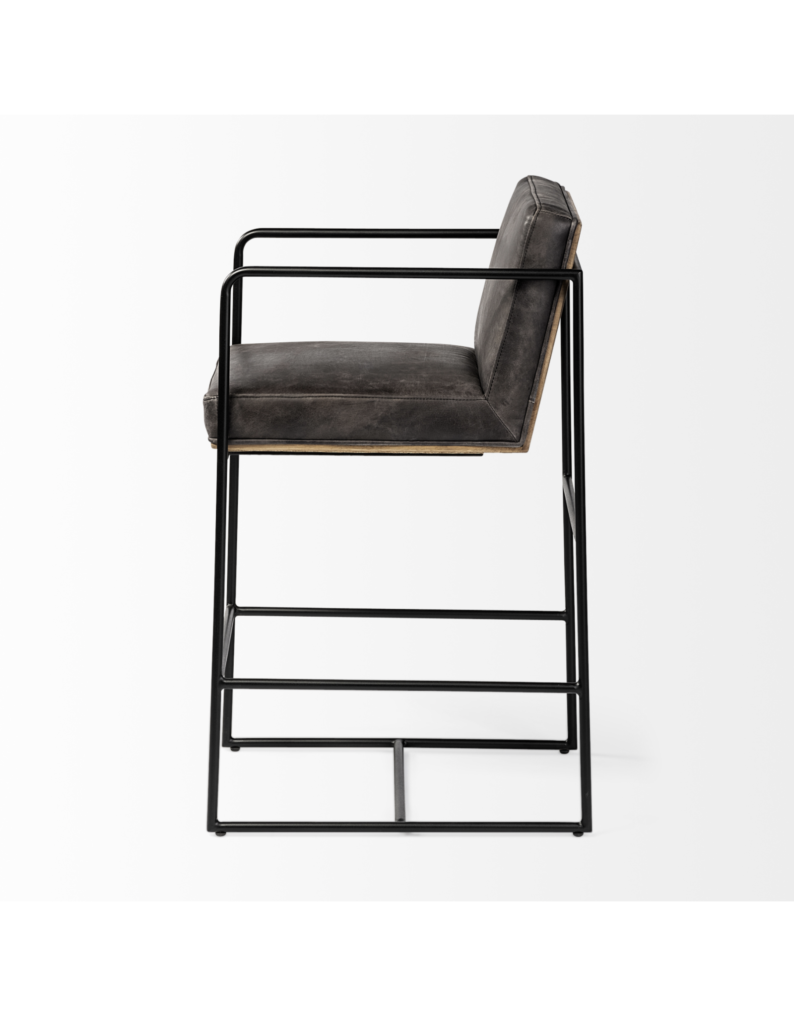 Stamford Counter Stool in Black Leather
