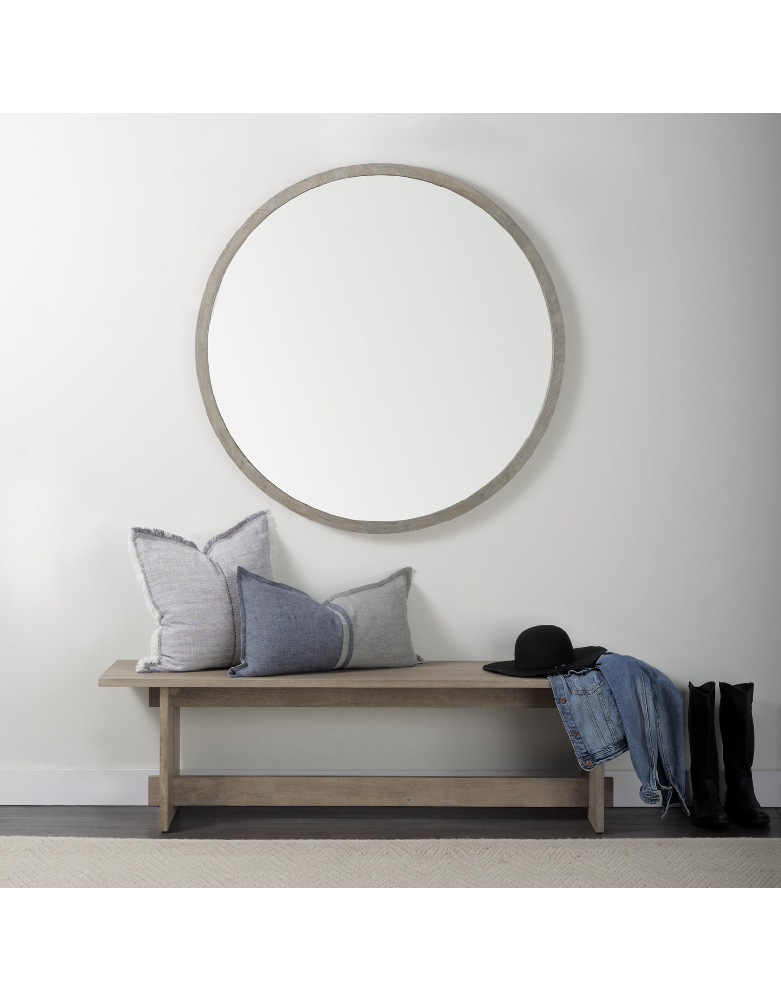 Aida Dining Bench in Light Grey Wood