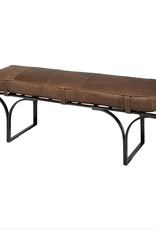 Jessie Accent Bench in Brown Leather