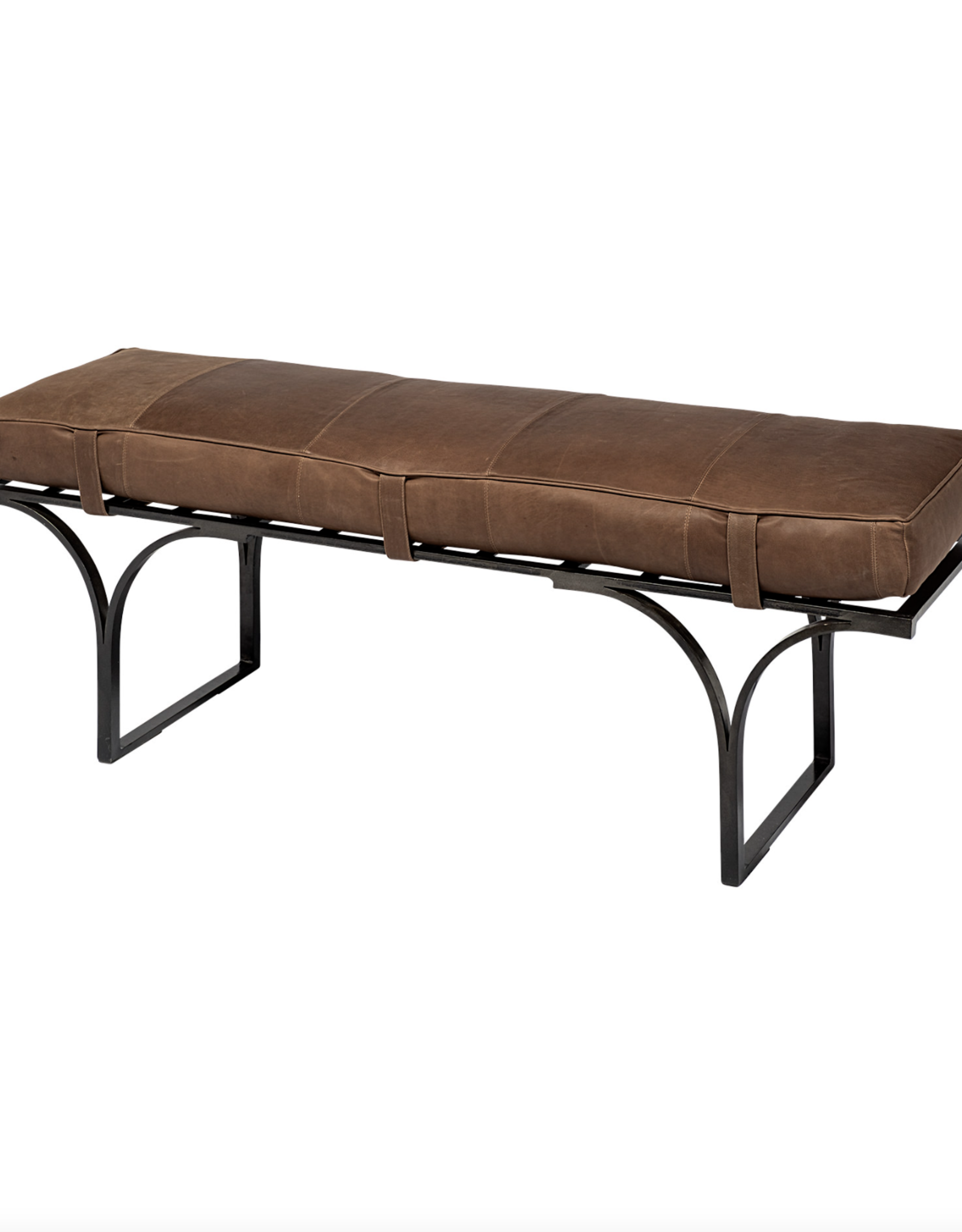 Jessie Accent Bench in Brown Leather