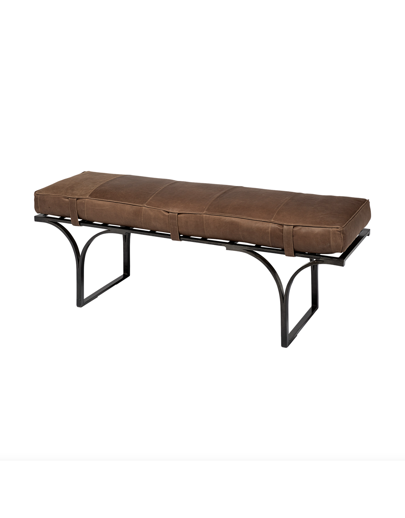 Jessie Accent Bench in Brown Leather