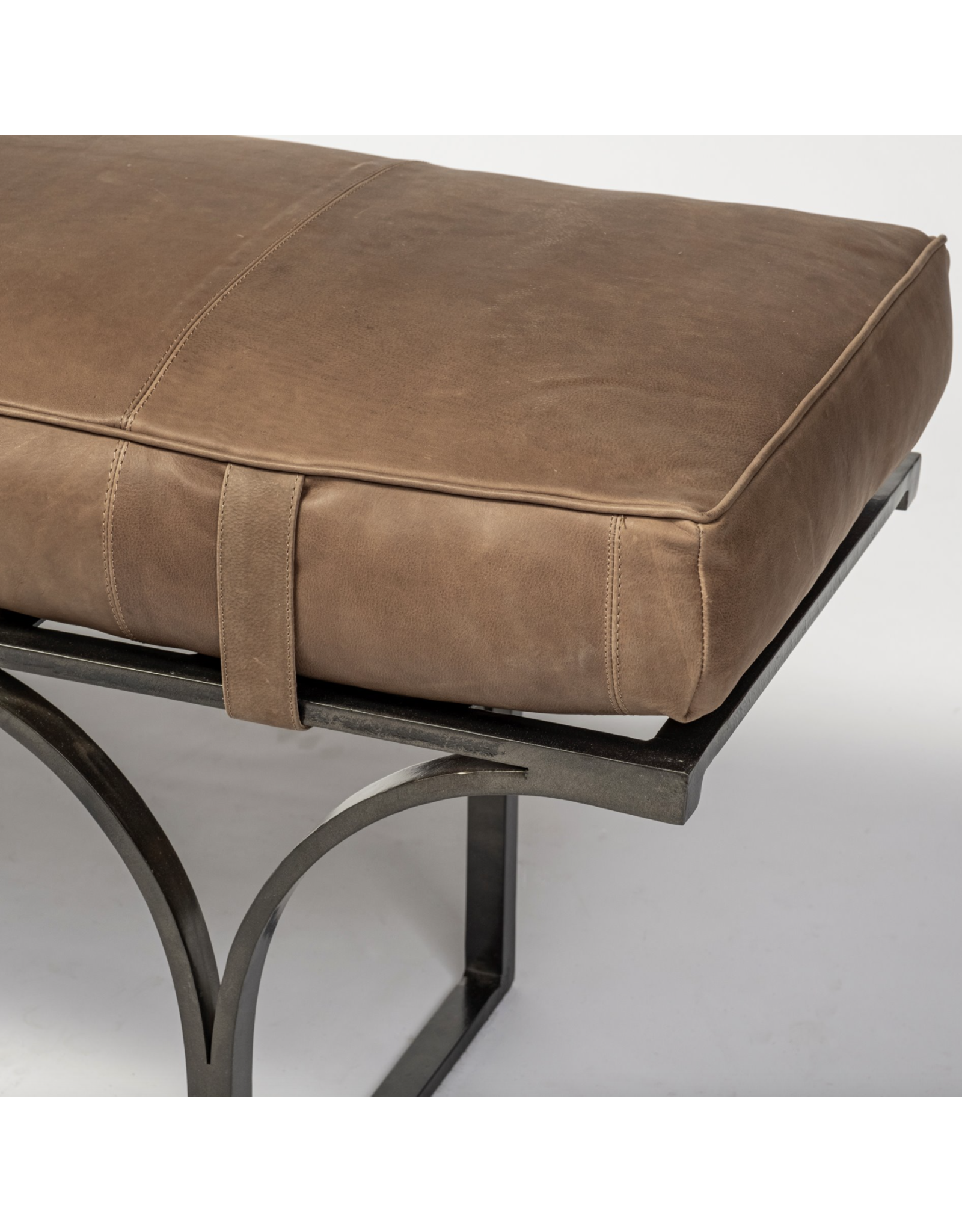 Jessie Accent Bench in Brown Leather