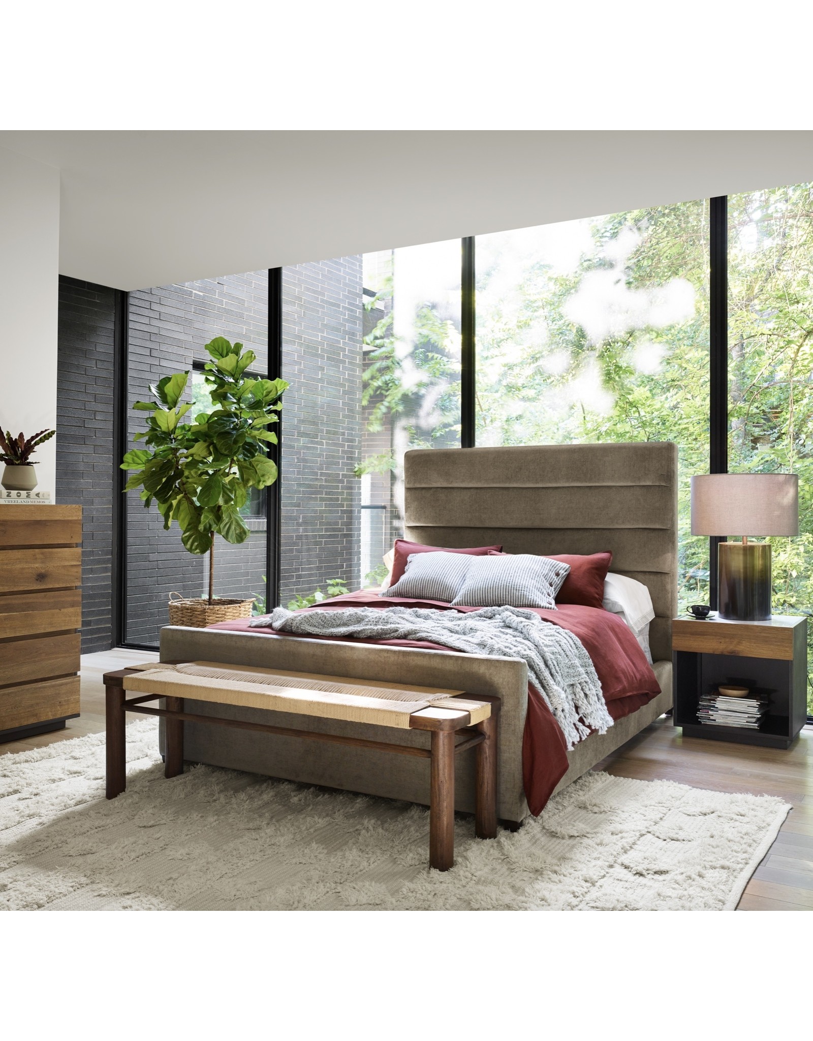 Daphne Bed in Sage Worn Velvet Queen