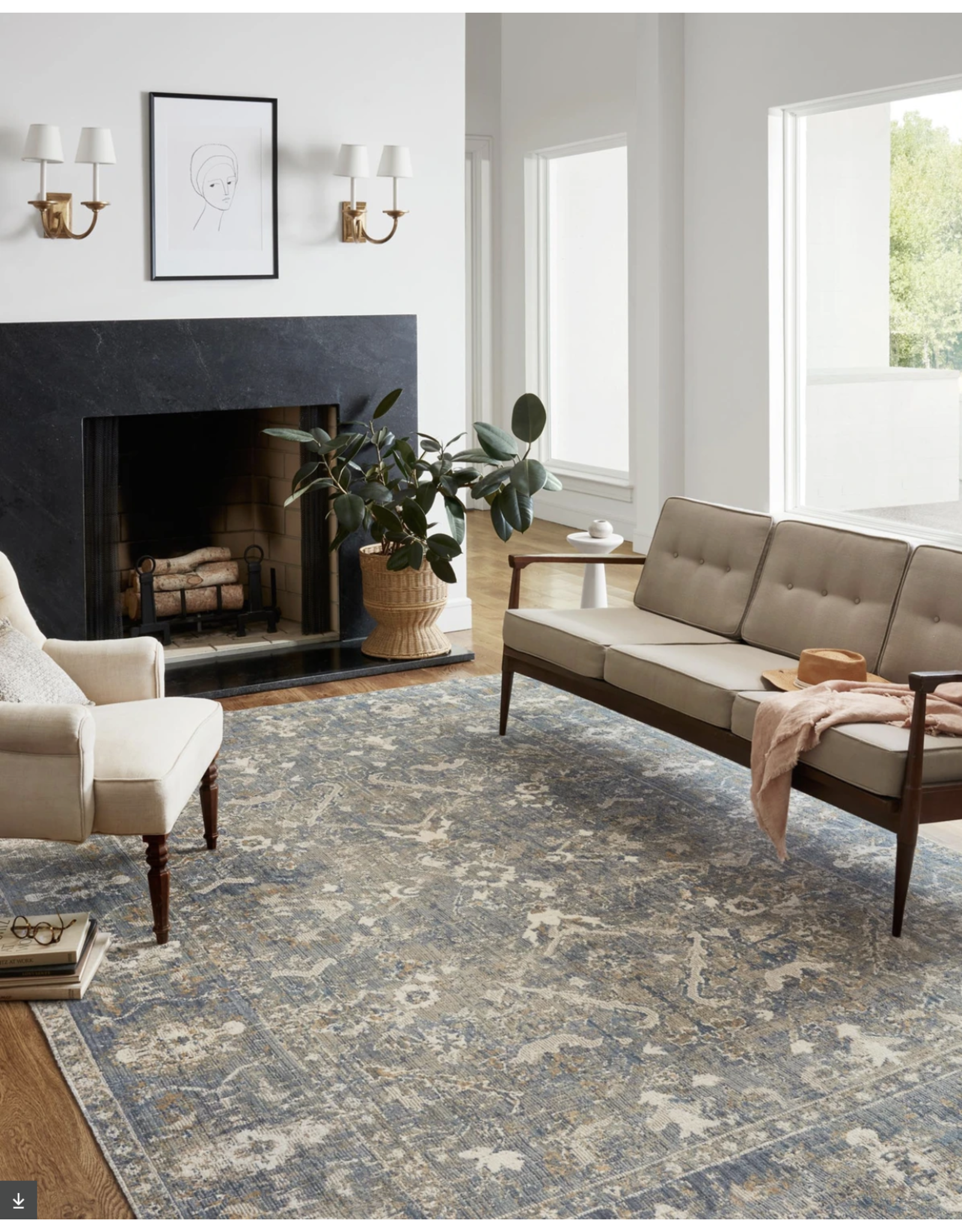 Chris Loves Julia x Loloi Rosemarie Rug ROE-03 - Sand/Lagoon