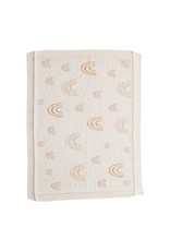 Cotton Knit Baby Blanket w/ Rainbows, Cream