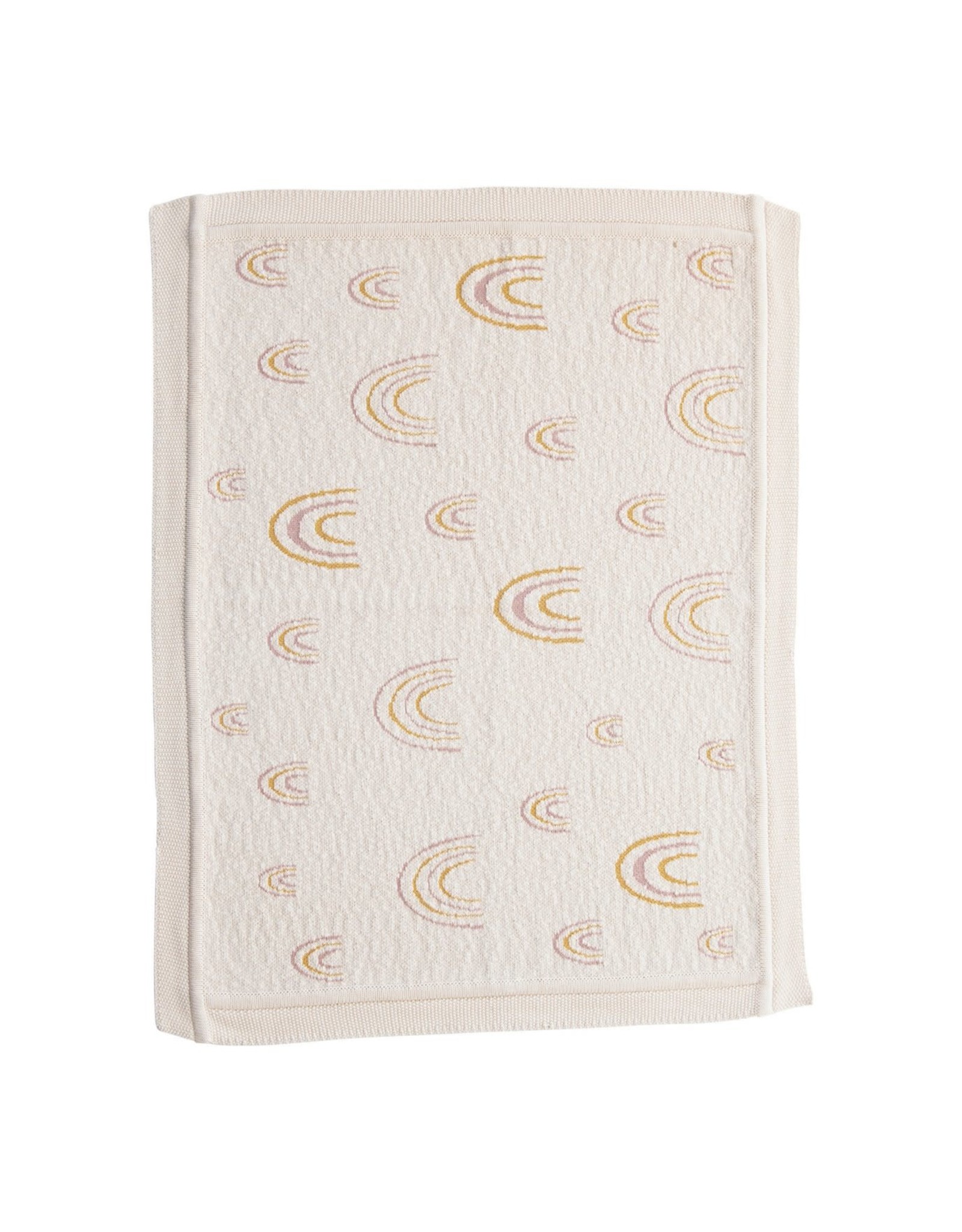 Cotton Knit Baby Blanket w/ Rainbows, Cream