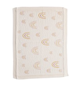 Cotton Knit Baby Blanket w/ Rainbows, Cream