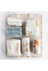 Cotton Knit Baby Blanket w/ Rainbows, Cream